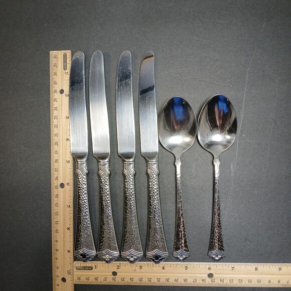 Vtg Oneida Tesoro-Black Hammered Flatware Some Inserts Missing 6 pc Replacement - Picture 10 of 10